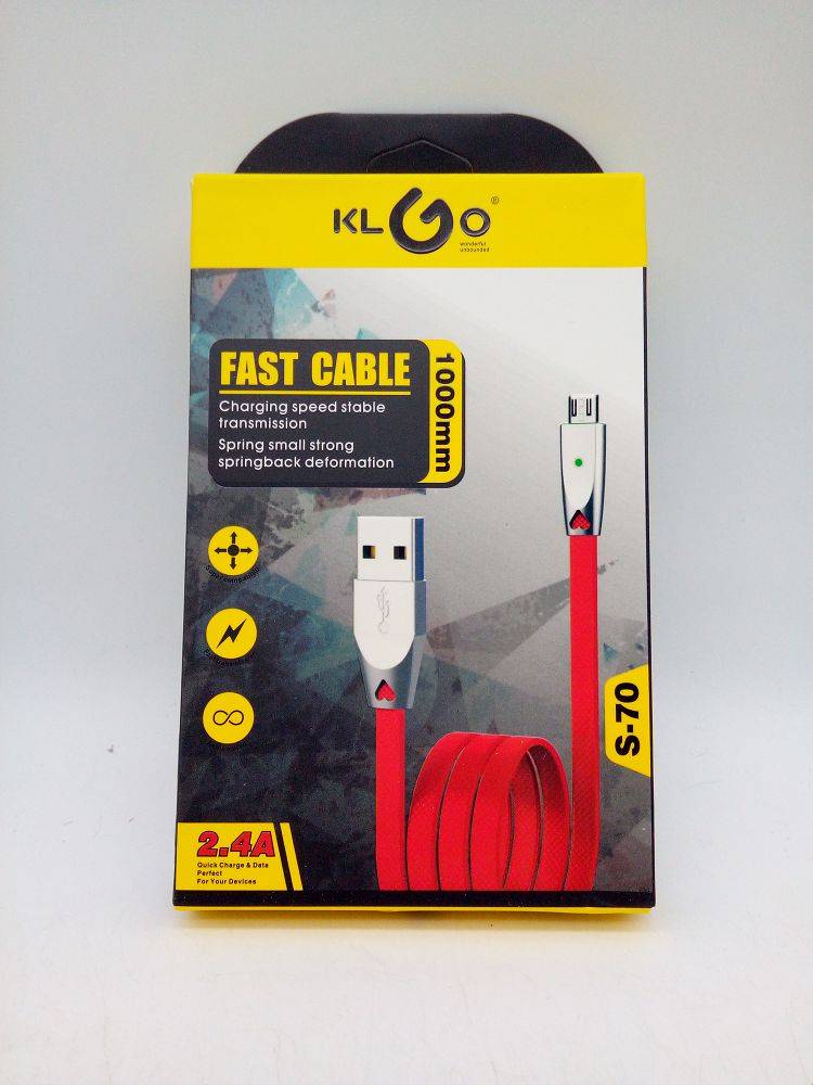 Кабель USB - micro USB KLGO S-70 2.4A 1м. белый (02806)