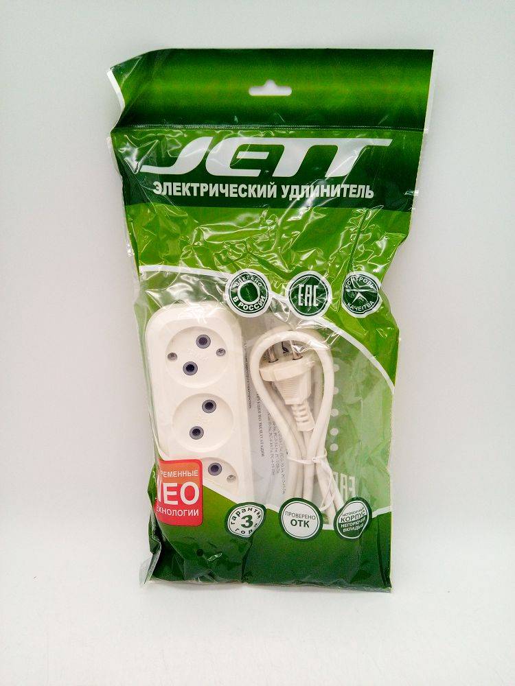 Удлинитель Jett РС-3 ПВС 3роз.1,5м  (03240)