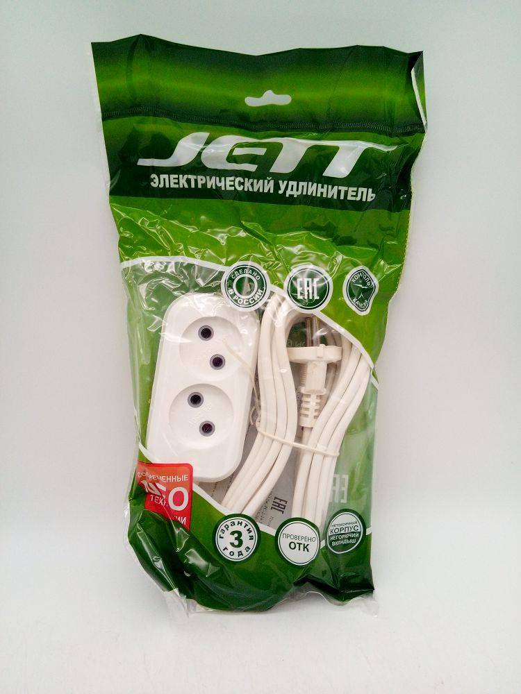 Удлинитель Jett РС-2 ПВС 2роз.5м (01313)