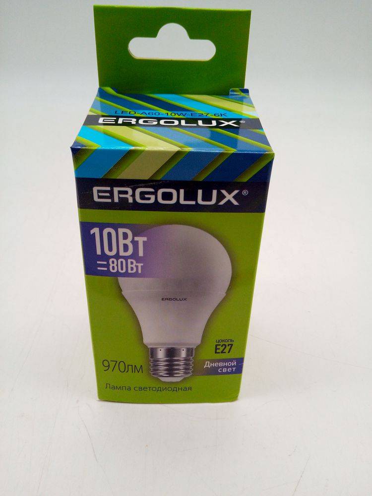 Лампа св/д  Ergolux Е27 10W 6500К мат (06387)