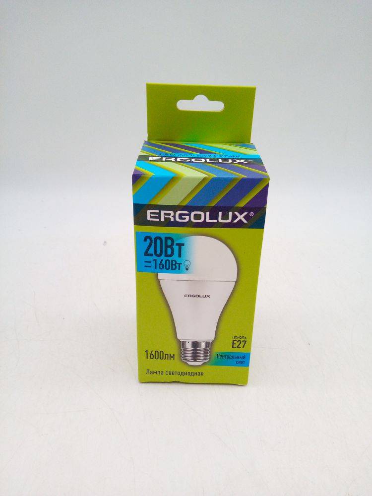 Лампа св/д  Ergolux ЛОН Е27 20W 4000К мат(06378)