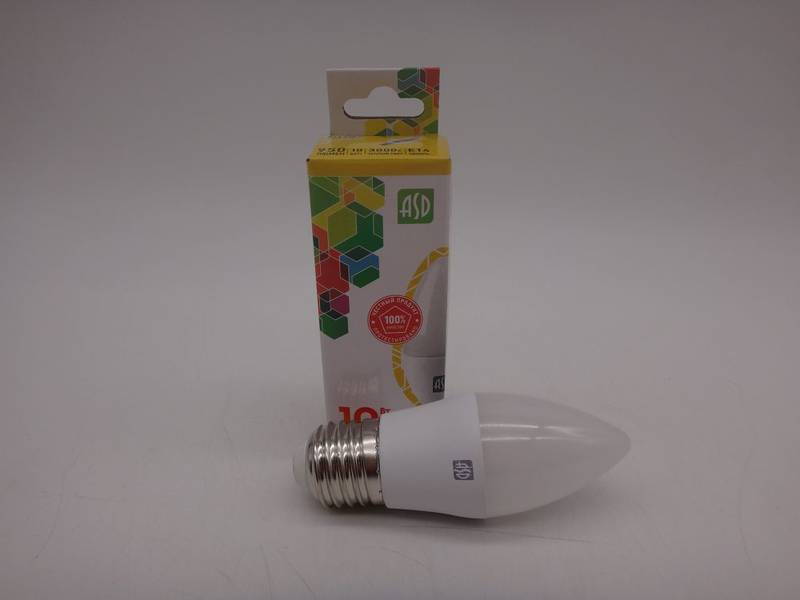 Лампа св/д  ASD ЛОН свеча Е14 10W 3000К (03586)