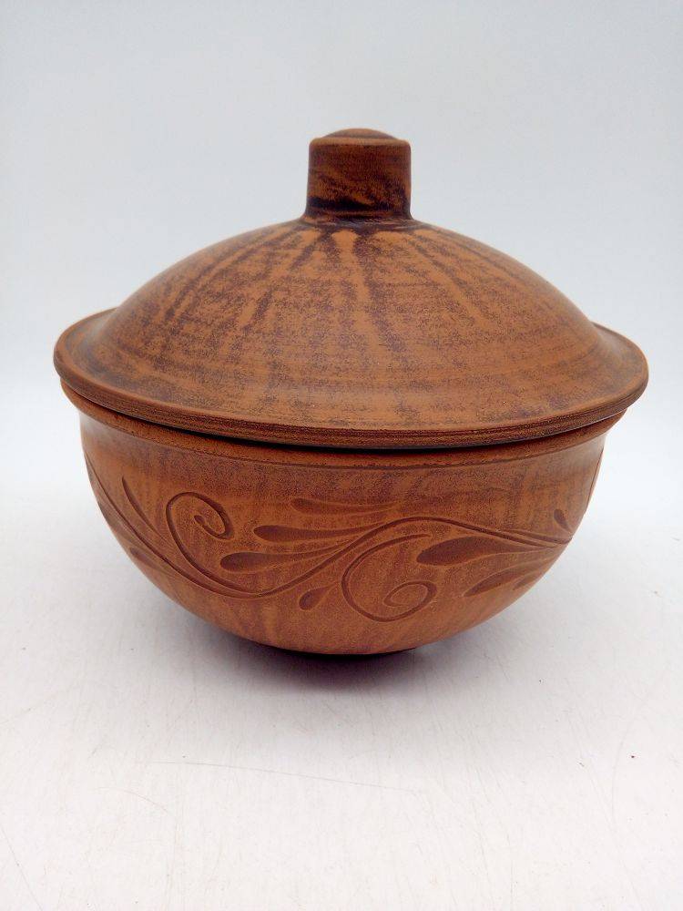 Кокотница бол. красная глина 0,7л. 15см. 69-226(08